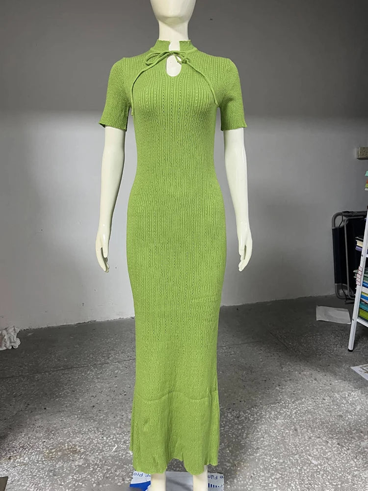 Elegant Sweater Dress Summer High Waist Woman Dress.