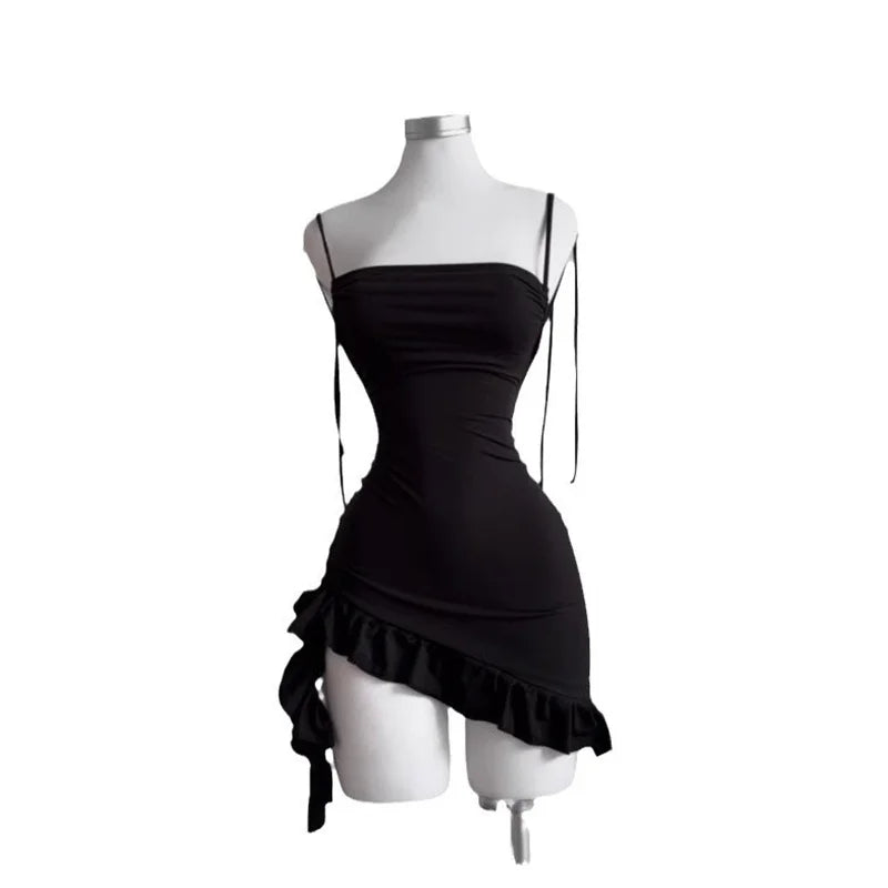 Women’s Sleeveless Backless Ruffles Mini Dress.