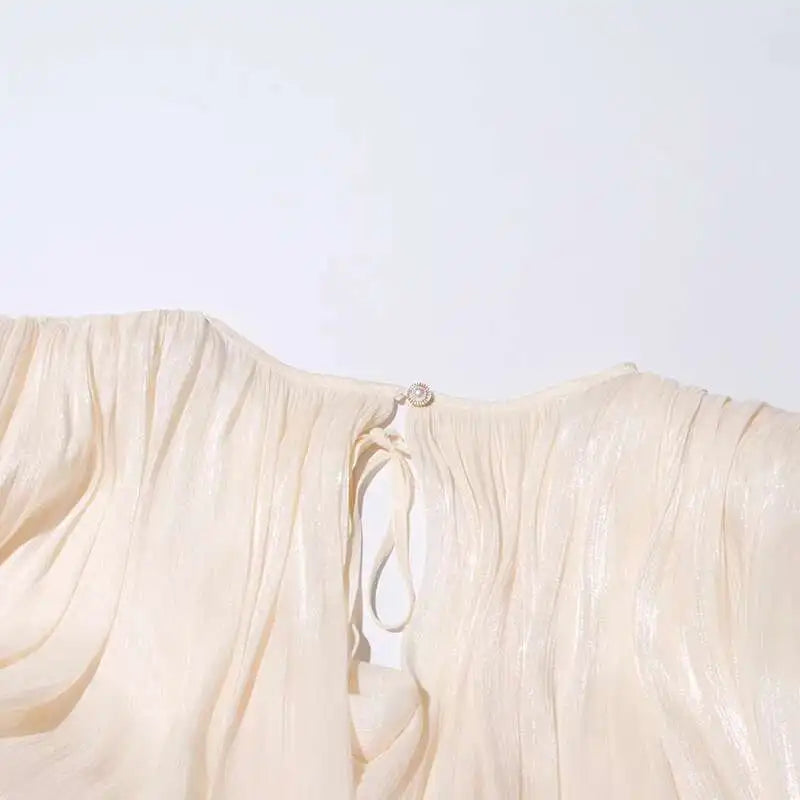 TWOTWINSTYLE Solid Blouse Mini Dresses For Women V Neck Long Sleeve.