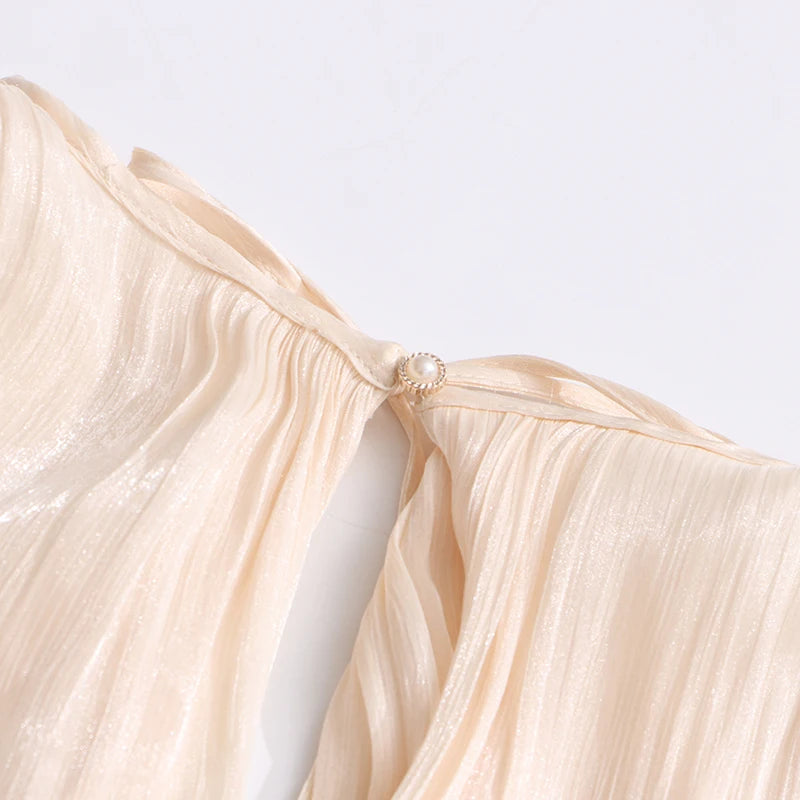 Solid Loose Spliced Folds Elegant Dresses for Women.