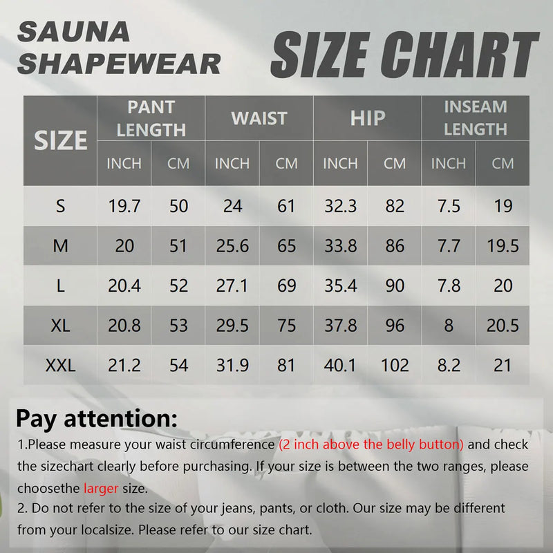 Ladies high waist sauna shorts, thermal shaping hip-lifting tights.