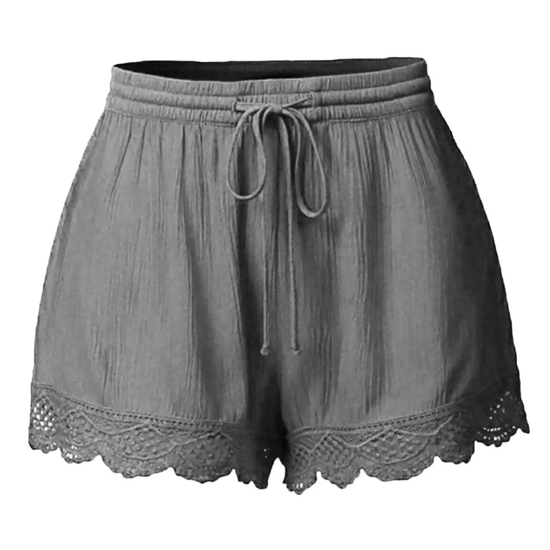 Shorts For Women Ruffle Hem Casual Shorts Plus Size Drawstring  Lace Shorts.