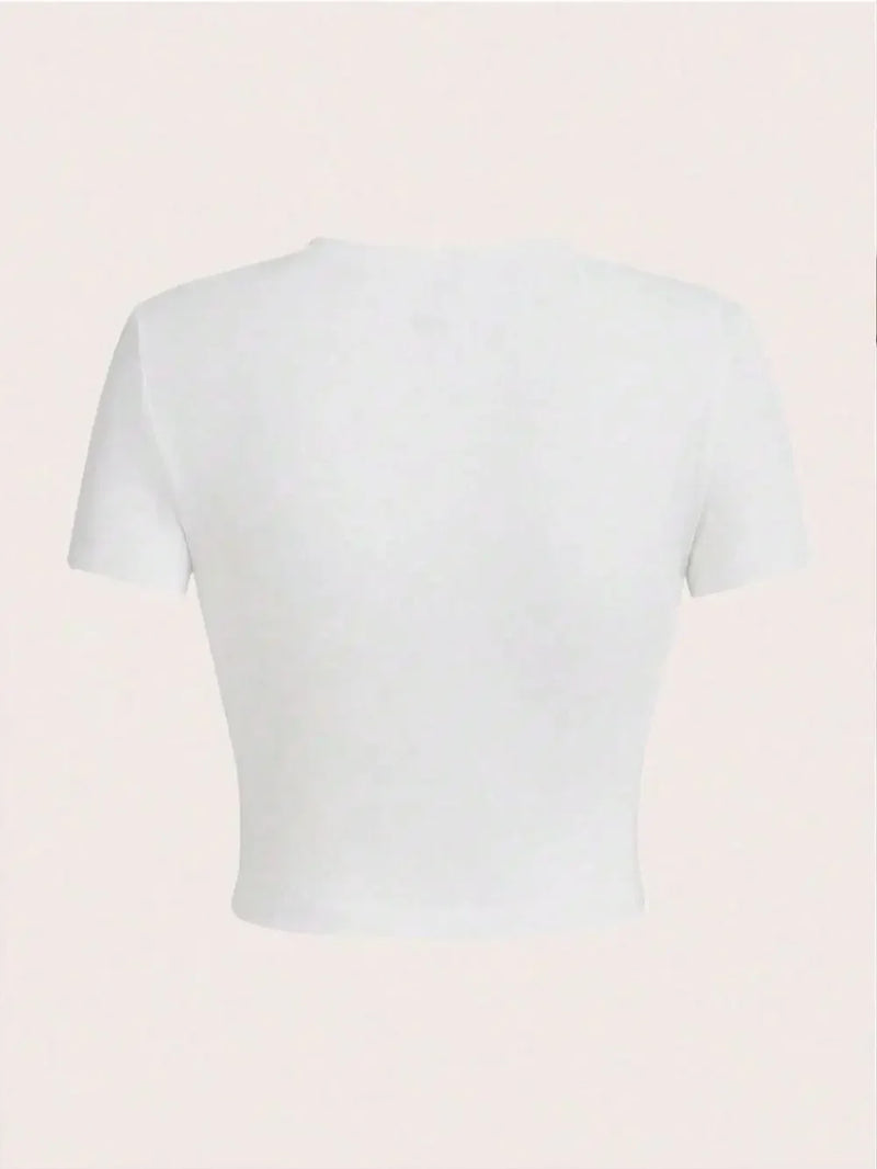 Simple Red Spider Prints Crop T-Shirt Street Cropped Navel Women.