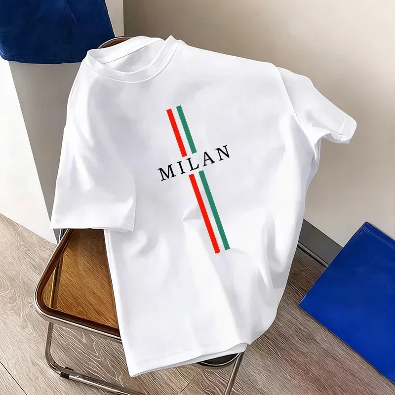 Italy Fashion Men Women T-shirt Summer Daily Casual Sports Short Sleeve.
