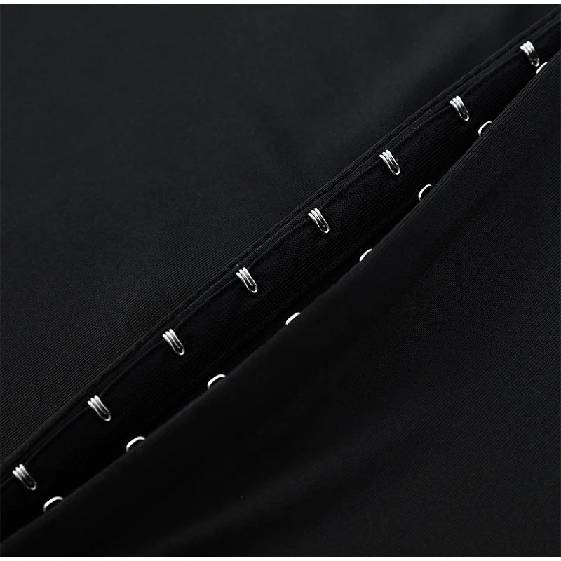 Kpop Black Hollow Out Mini Dress Women.