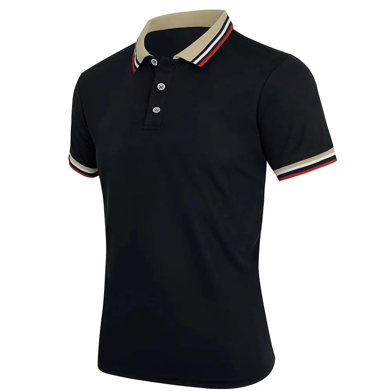 Men Summer Solid Casual Office Breathable Cotton Polo Shirt Fashion.