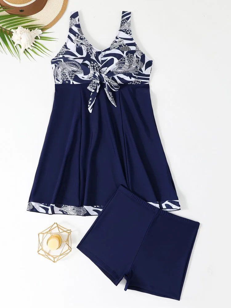 Vigoashely Sexy Blue Patchwork Tankini High Waist Push UP Swimsuit Women.