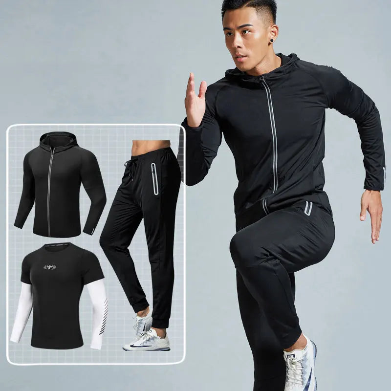 Quick Dry Men's Running Jacket Training Sportswear Set Gym Fitness.