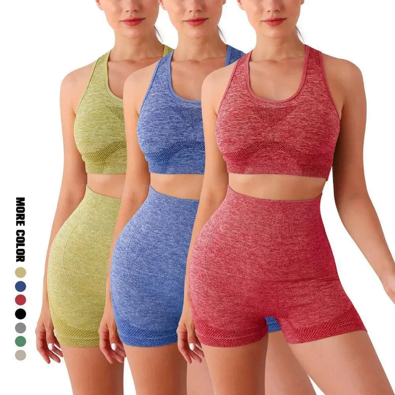 Yoga Set Gym Shorts Women Sport Bras Brassiere Workout Tops.