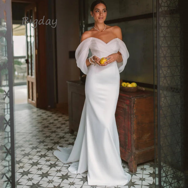 Elegant Sweetheart Mermaid Wedding Dress Women White.