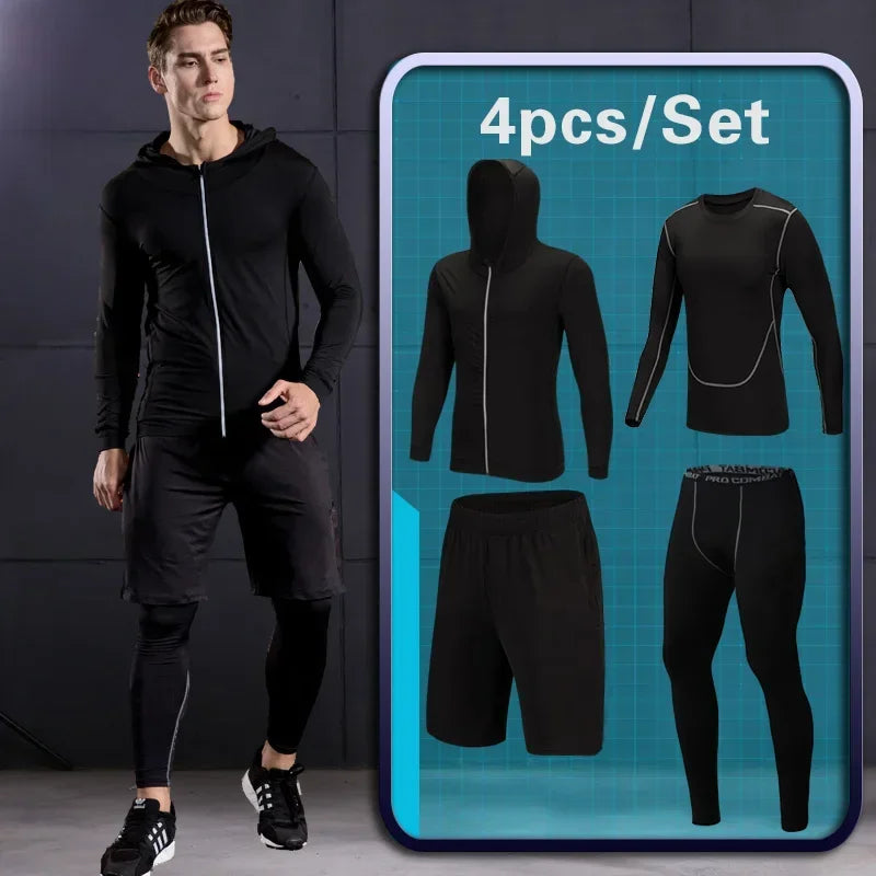 Men's Gym Training Fitness Sportswear Tights Slim Clothes Running Workout.