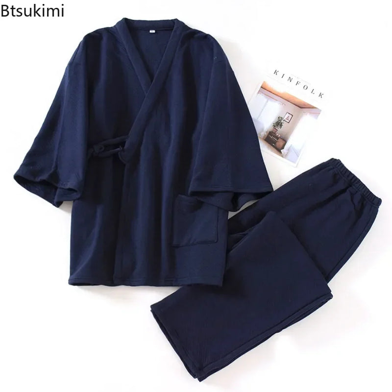 Men's Autumn Winter Pajama Sets Japanese Style.