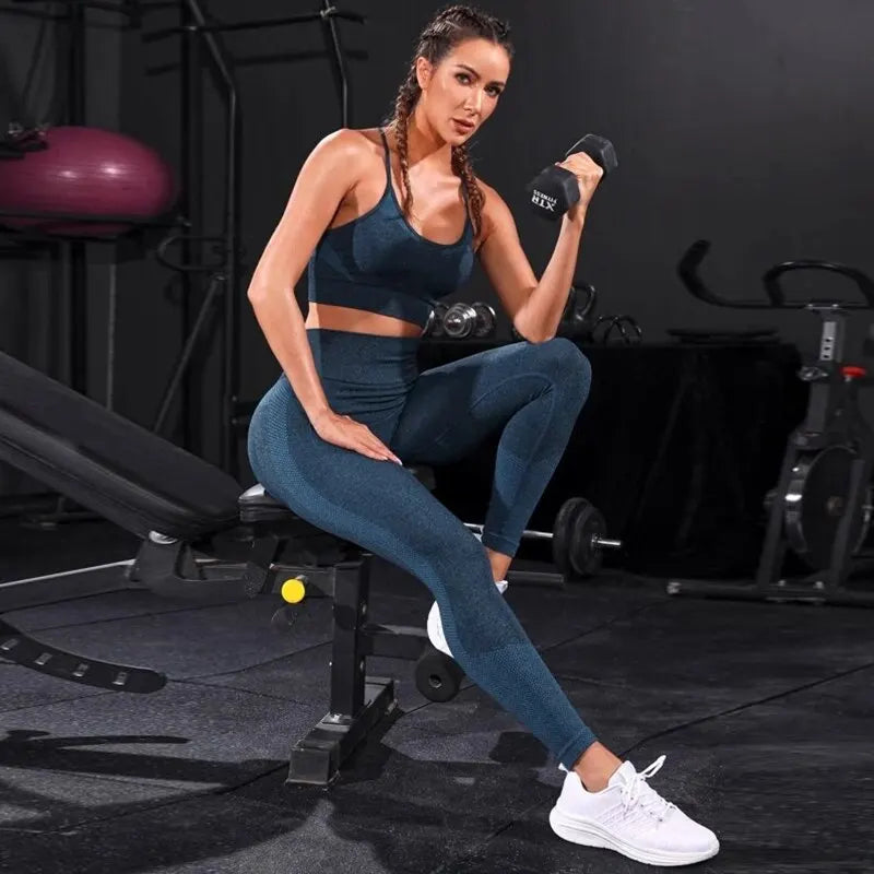2 Pieces Women's Tracksuit Seamless Yoga Set Workout Sportswear Gym.