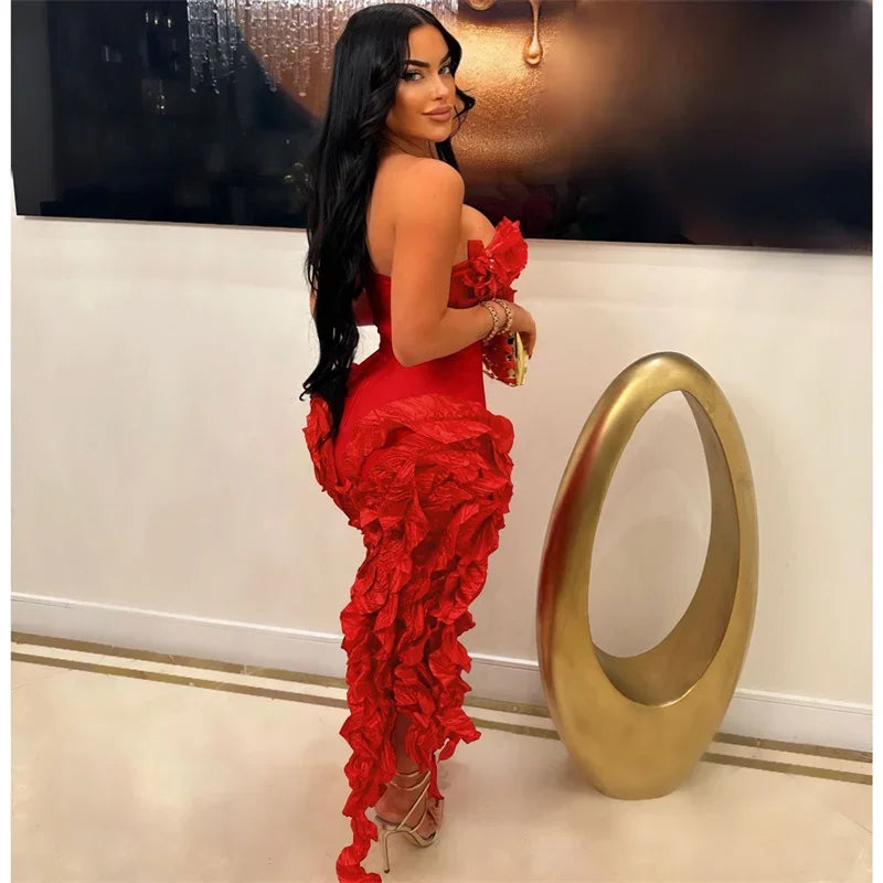 Elegant Ruffles Tassel Birthday Dress for Women.