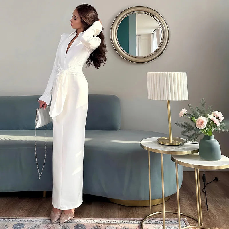 Women’s V Neck Long Sleeve Maxi Dresses Party Slim Commute Long Dress.