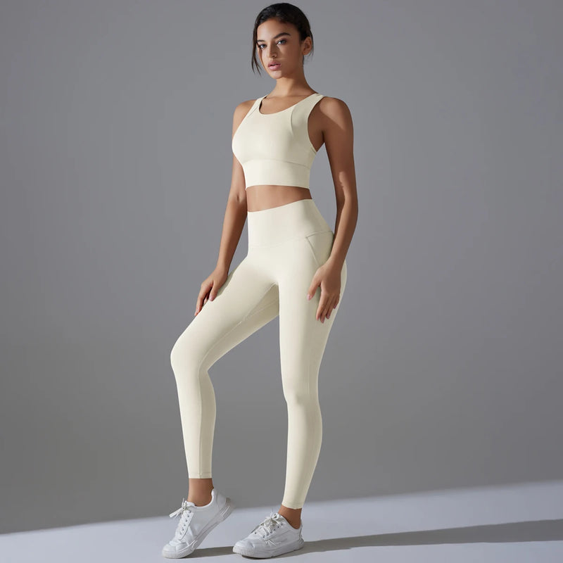 Yoga Set Women's tracksuit Women Fitness Crop Top Shockproof Sports.