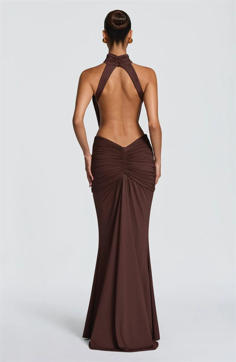 Mozision Turtleneck Backless Sexy Maxi Dress Women.