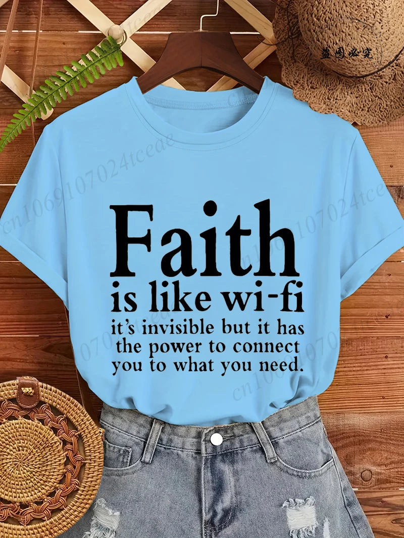 Summer Fashion Women's T-Shirts Faith Printed Women T-Shirts.