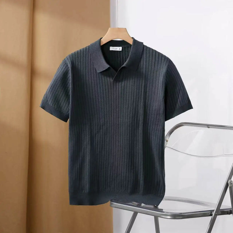 Men Slim Fit Polo Shirts Solid Stretch Sexy Collared TShirt Fashion.