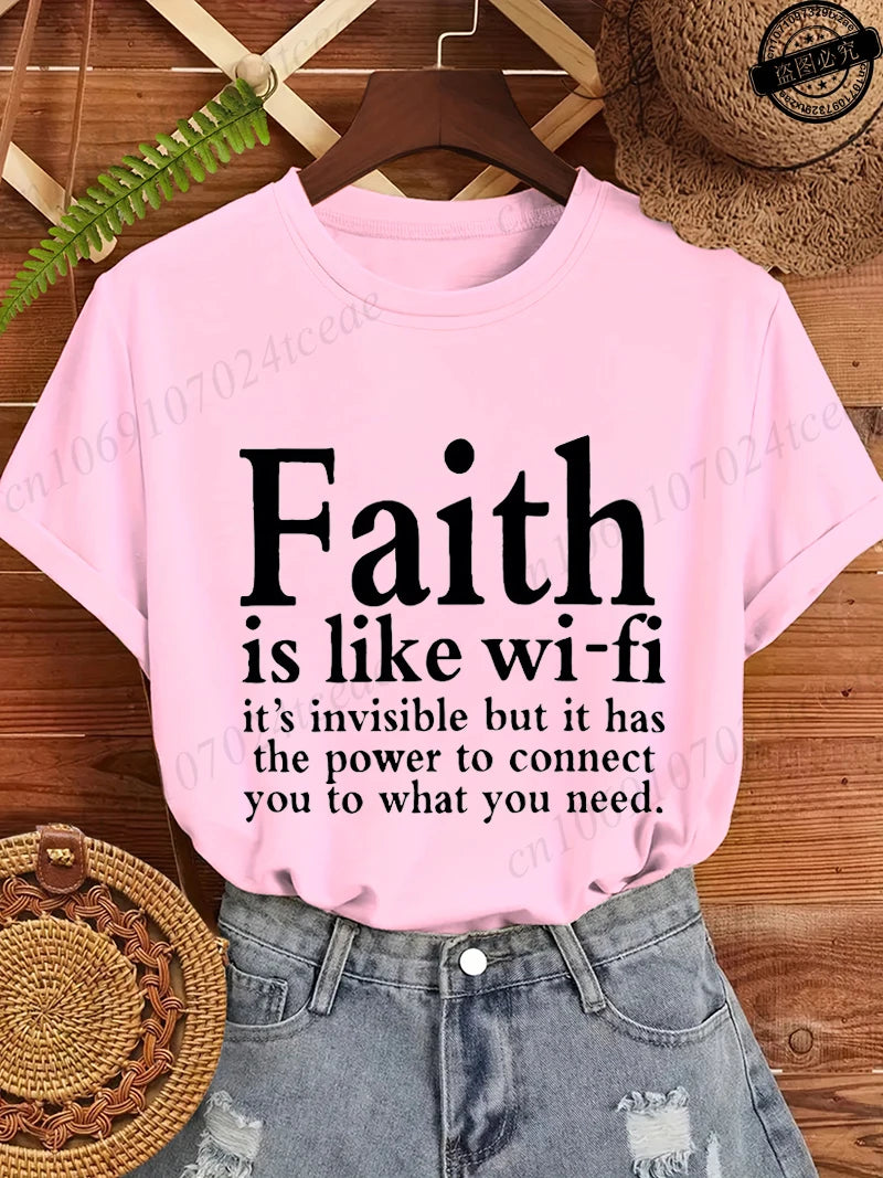 Summer Fashion Women's T-Shirts Faith Printed Women T-Shirts.