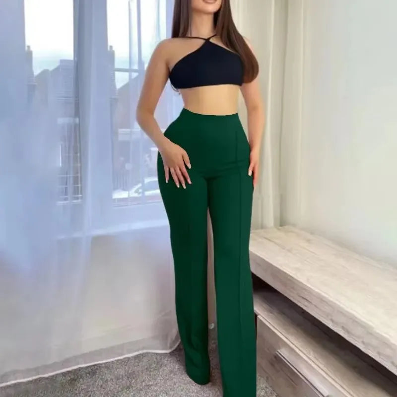 Ladies' slim fit versatile bell bottom pants for spring and autumn office.