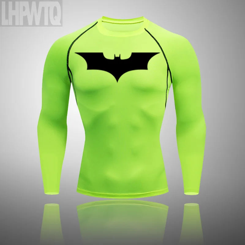 Superhero Men Running Sports Tshirt +Pants Tights Set Men's Fitness.