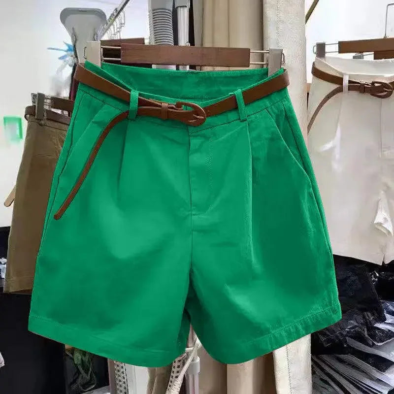Korean Fashion Cotton Shorts Summer New Loose Casual High-waisted.