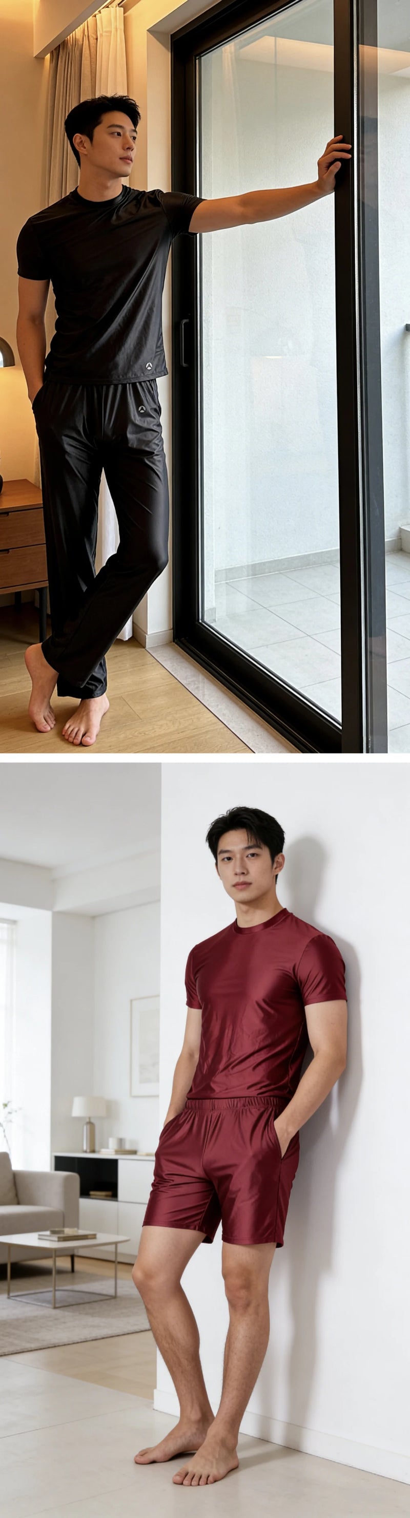 Men's spring and summer new pajamas two-piece.