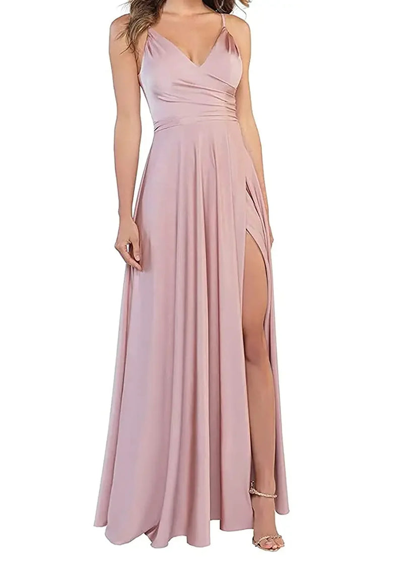 Women's A-Line Bridesmaid Dresses for Wedding Formal Satin.