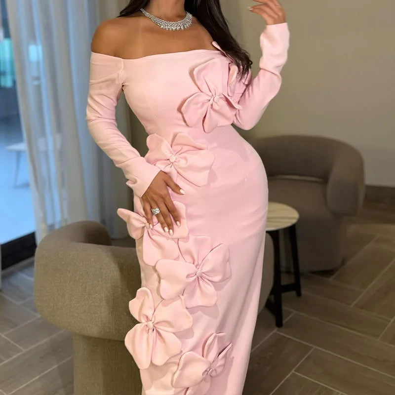 Women’s Elegant Off Shoulder Long Sleeve Skinny Dress.