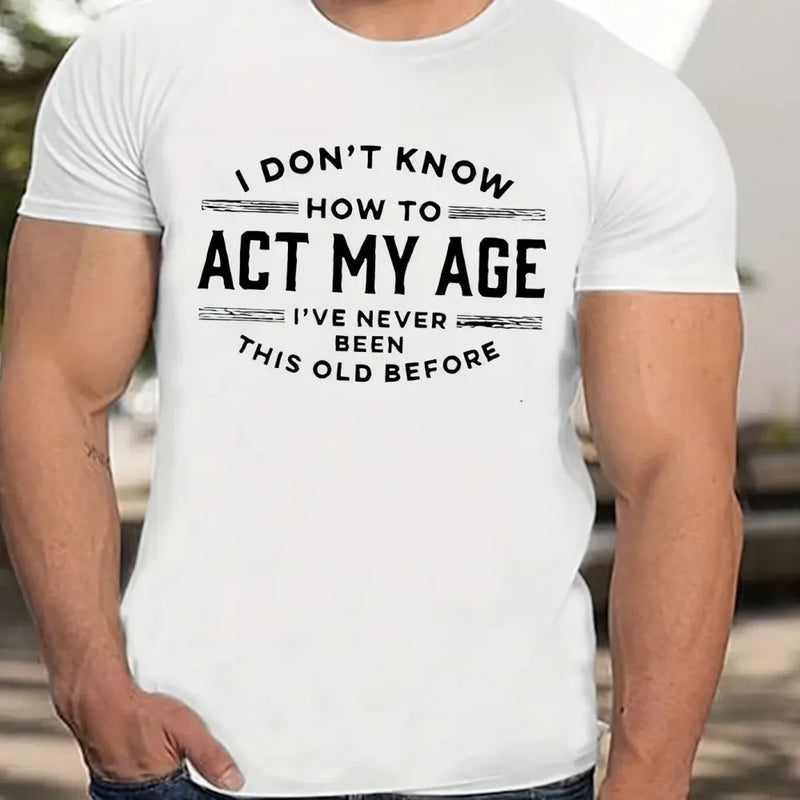 Men's Letter Printed Pattern Fashionable Breathable Round Neck Thsirt.