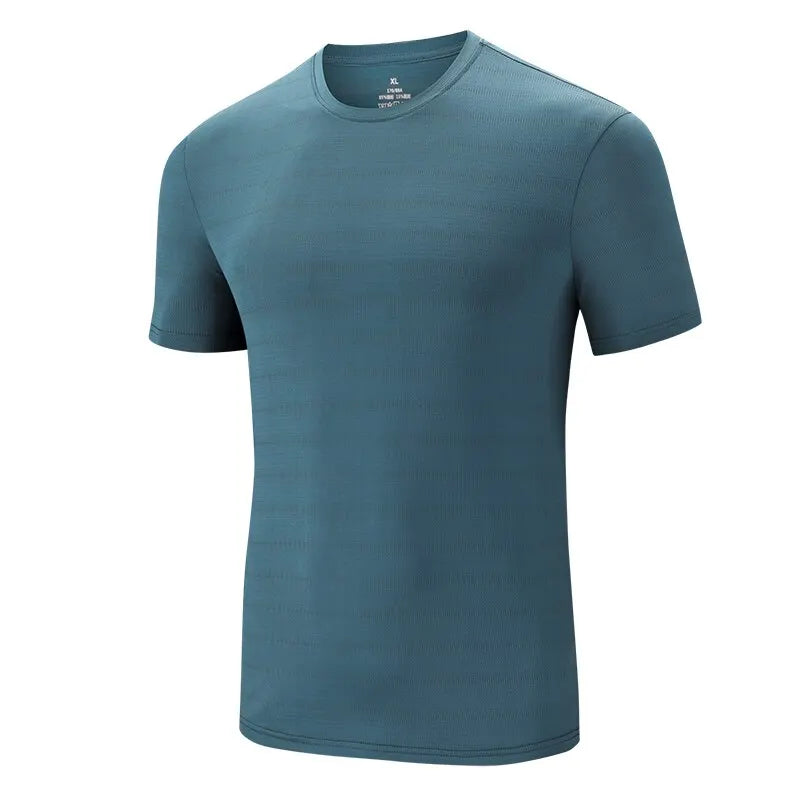 Summer Ice Silk Short Sleeve Mens T Shirt Breathable And Quick Drying.