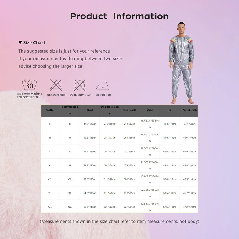 Mens Pullover Style PVC Sweating Suit for Boxing Gym Workout Fitness.