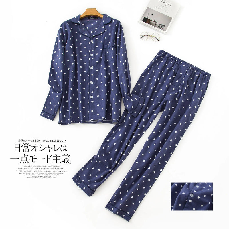 Men's Long Sleeve Plaid Velvet Set Autumn Winter Pajamas.