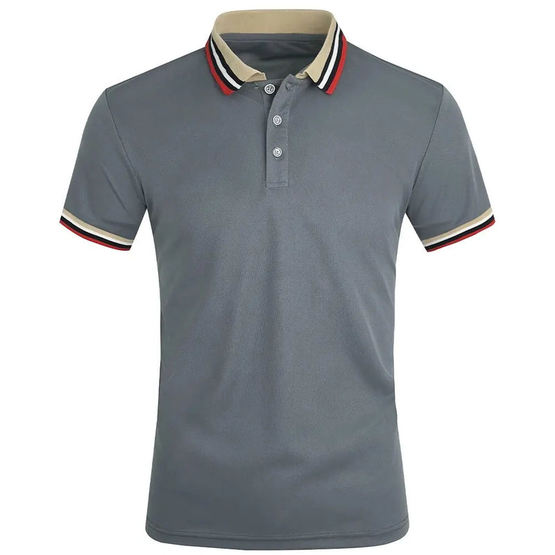 Men Summer Solid Casual Office Breathable Cotton Polo Shirt Fashion.