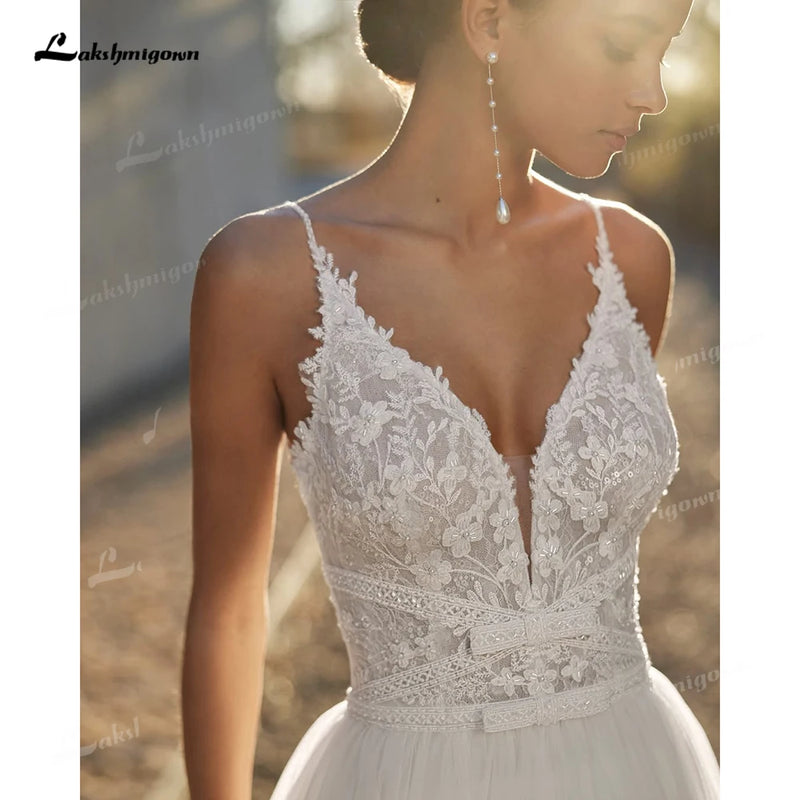 Women’s Lakshmigown Lace Applique Boho Wedding Dress.