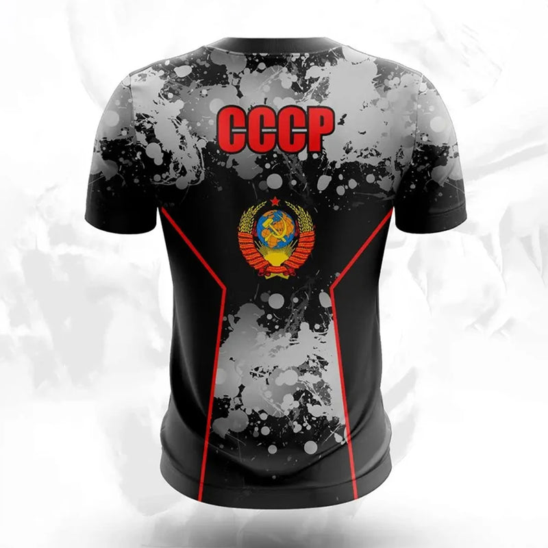 Men's T-shirts Casual Fashion Summer New Russian Flag Short Sleeved Tops.