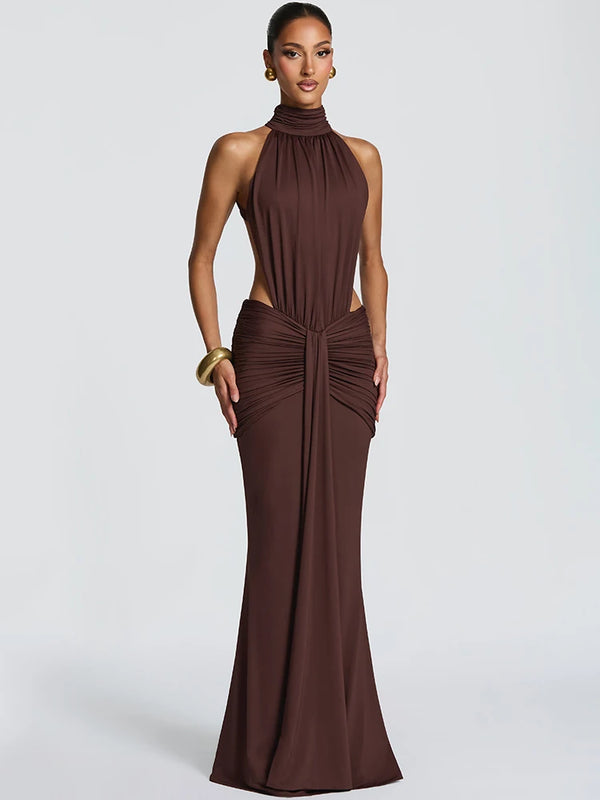Mozision Turtleneck Backless Sexy Maxi Dress Women.