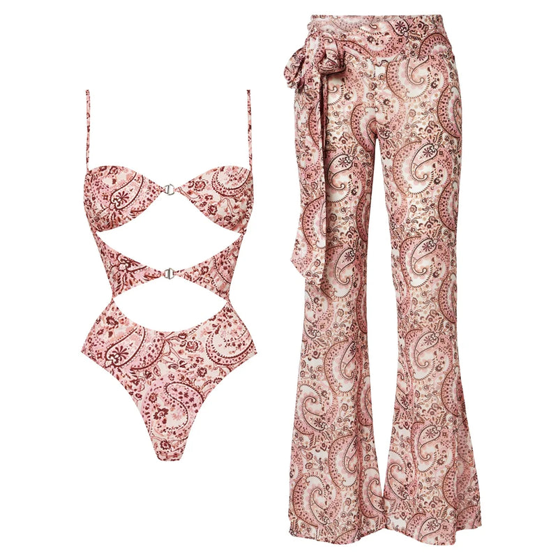 3Pcs Bandeau Biquini Women Sexy Bikini Women Swimsuit Printed Swimwear.