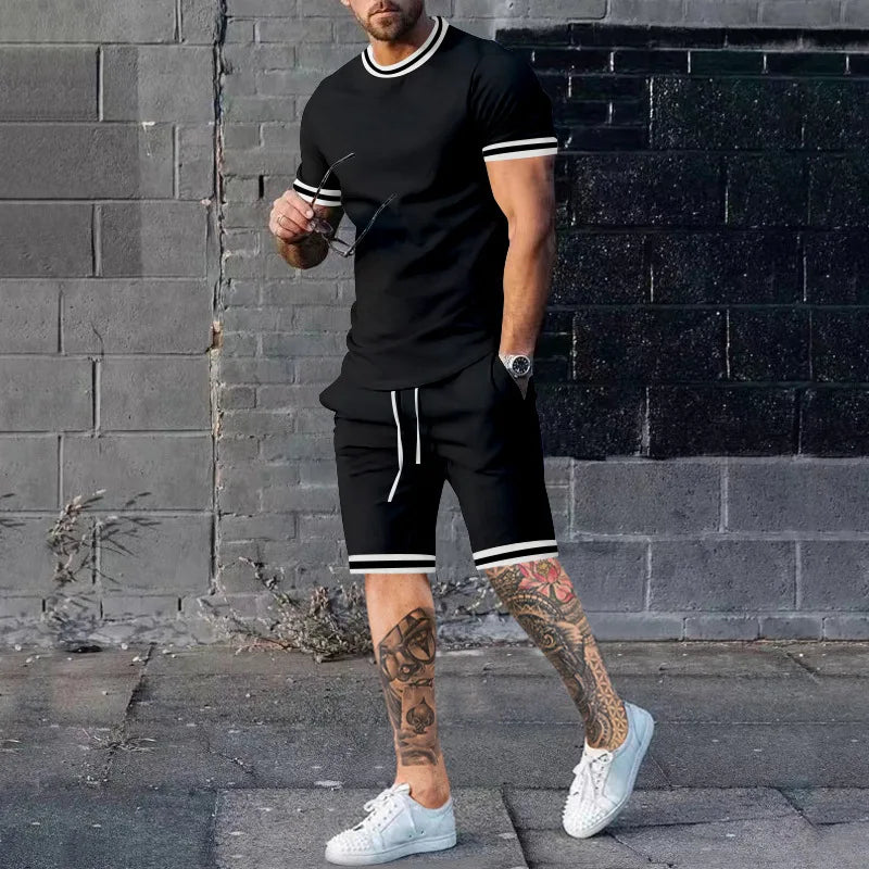 2pcs Tracksuit Men Sport Gym Set Quick Dry Training Running Set Male.