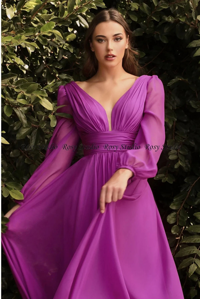 Women’s Hot Sale New Simple V Neck Long Bridesmaid Dresses.