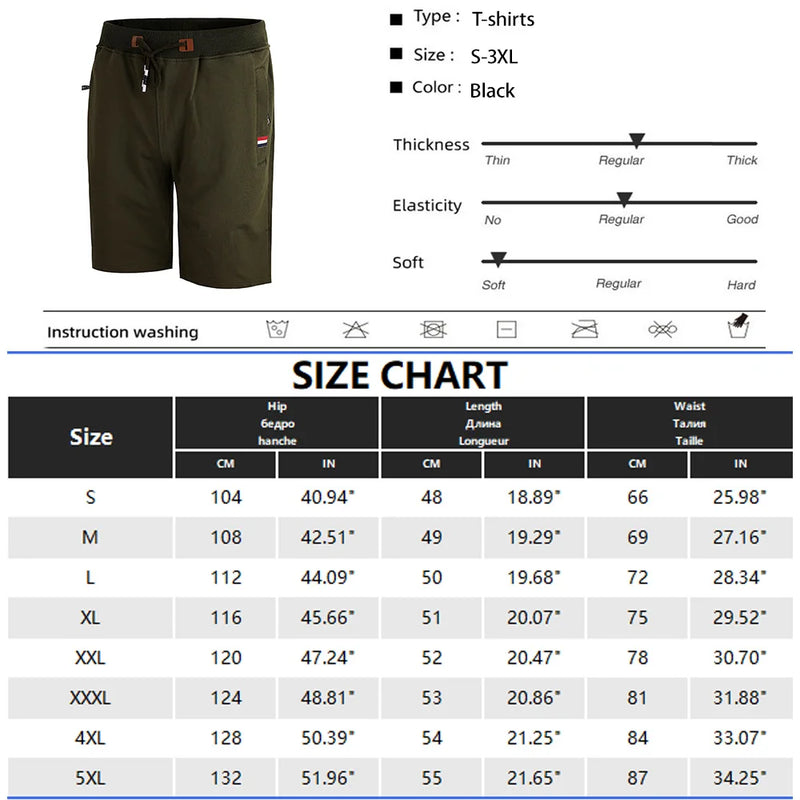 Men's Shorts Summer Breeches Cotton Casual Sweat Bermudas.