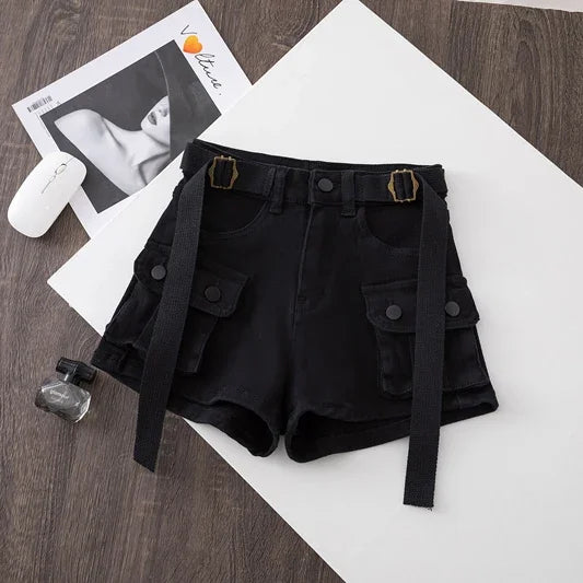 Retro Army Green Work Wear Denim Shorts  Summer Cool Girl Chic.