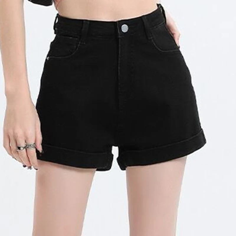 Summer Women Rolled Edge Hot Denim Shorts Lady Korean.