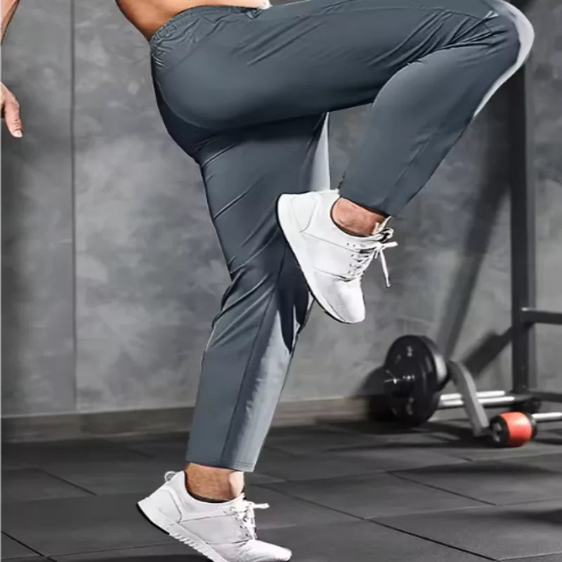 Men's Fitness Pants Zippered Pockets Stretch Sports Pants Running Daily Wear.