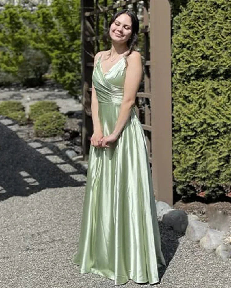 Women's A-Line Bridesmaid Dresses for Wedding Formal Satin.