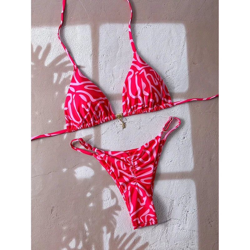 Sexy Leopard Push Up Bikinis Two Piece Bathing Suits Micro Bikini Sets Women.