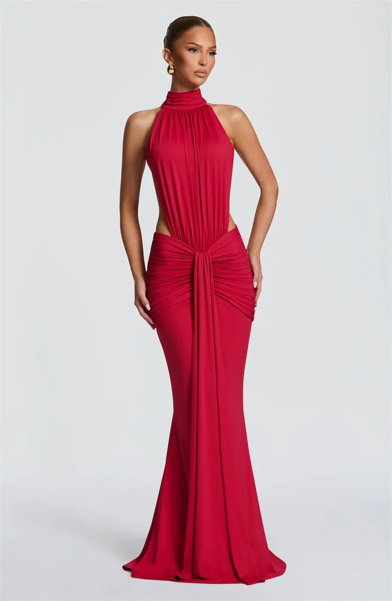 Mozision Turtleneck Backless Sexy Maxi Dress Women.