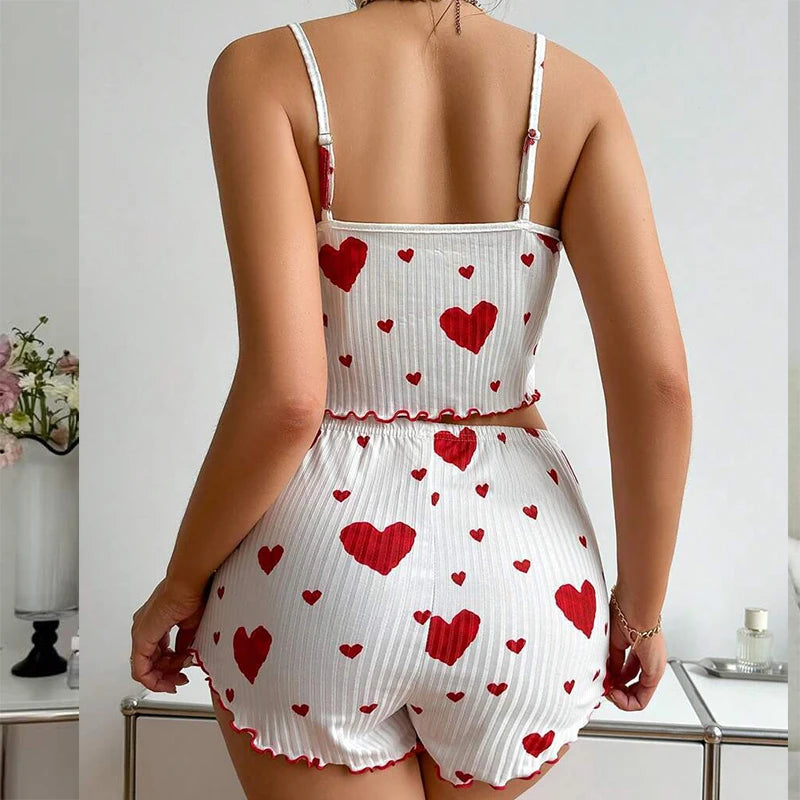 Women's Pajama Set Breathable Soft Casual Love Printed Design Sweet Home.