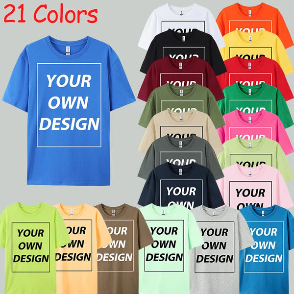 Customized Print 21 Color Fashion Short Sleeve Man All-Match Cotton O-Neck T Shirts.